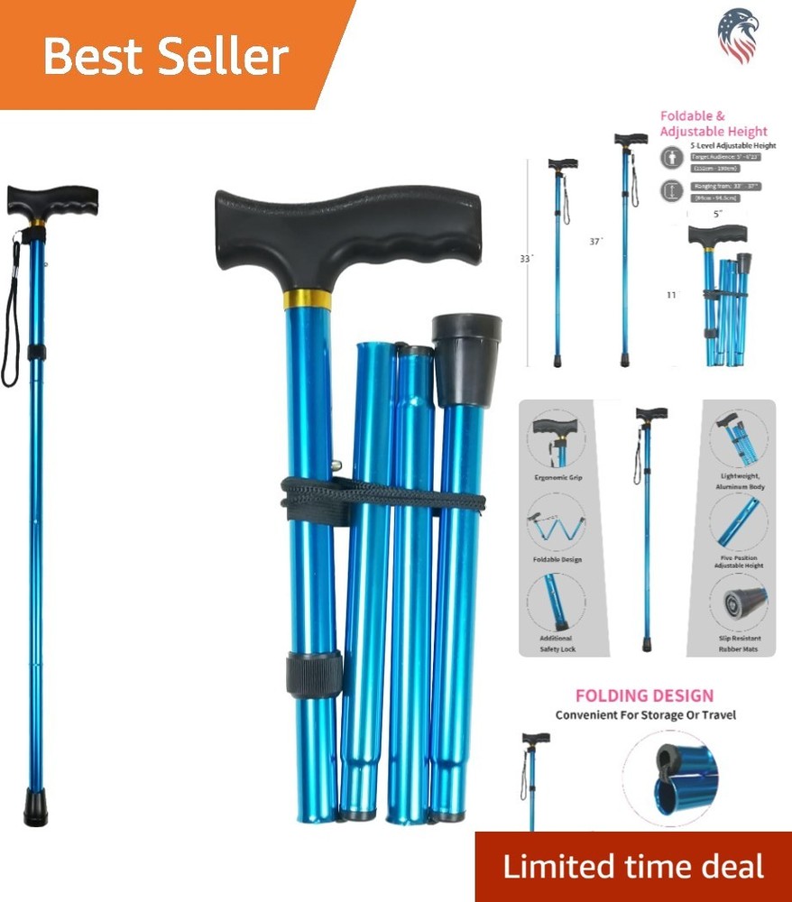 5-Level Adjustable Lightweight Cane with Wrist Strap – Travel-Friendly Design