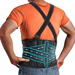 Lumbar Back Brace with Removable Straps, Posture Corrector for Heavy Lifting, Su