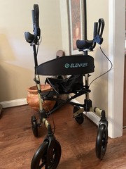 ELENKER Upright Rollator Walker 4-Wheel w/ Seat, Forearm Supports, Black