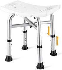 Shower Chair for Inside Shower(500lb), 5 Height Adjustable Shower Stool, White