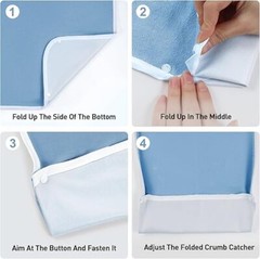 4× Washable Adult Bibs Eating Clothing Protectors Easy to Clean & Crumb Catcher