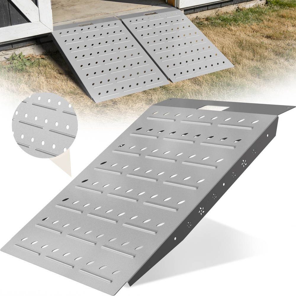 36″ x 24″ Shed Ramps Silver Loading Ramp 900 LB Capacity Alloy Loading Dock Ramp