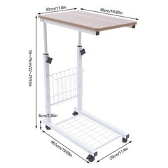 Adjustable Height Overbed Bedside Table Rolling Overbed Table Sofa Laptop Desk