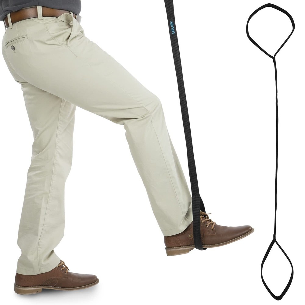 Vive Leg Lifter Strap (44 Inch) – Rigid Foot Loop, Hand Grip for Adult, Senior,