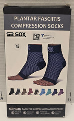 SB SOX/Plantar Fasciitis/Compression Socks/Open Toe/Ankle High/Blue/Size M