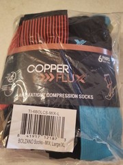 Extreme Fit Knee High Copper Compression Socks 6-Pack Multicolor L/XL
