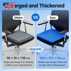 Gel Seat Cushion, Cooling Seat Cushion (Super Large & Thick), Breathable Honeyco