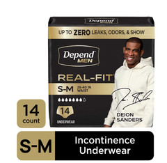 Depend Real Fit Incontinence Underwear for Men, Adult Diapers, S/M, Grey, 14 Cou