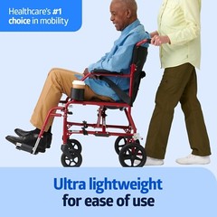 Medline Ultra Lightweight Transport Wheelchair for Adults, Foldable, 19-Inch …
