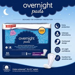 Equate Women’s Period Overnight Day Cotton Pad (30 Count) with Stuffed Toy