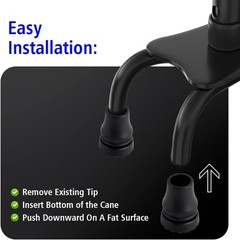 4-Pack Rubber Cane Tips 3/4 Inch Heavy Duty Walking Cane Tips Black Sturdy