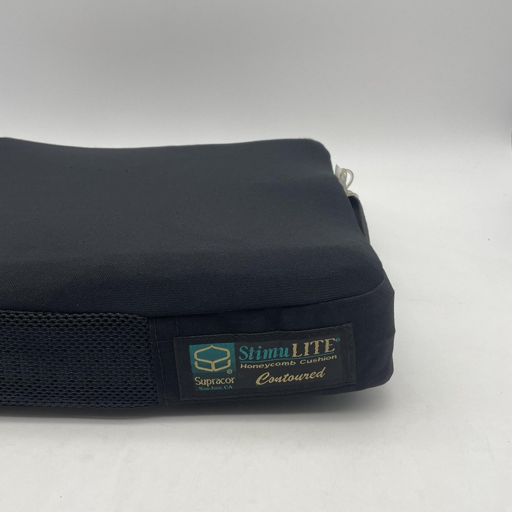 Supracor StimuLITE Contoured Honeycomb Wheelchair Cushion 16x19x3.5 Black USA
