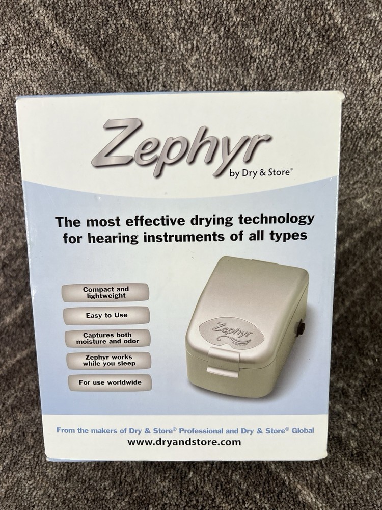 Zephyr by Dry & Store Hearing Aid Dryer Complete Kit w/Manual & Dry-Brik NEW