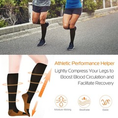 3 Pairs Compression Socks Copper Fit Knee High 20-30mmHg Energy Support Recover