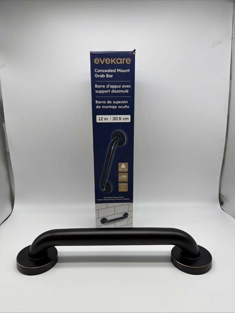 Evekare 12″ Concealed Mount Grab Bar Oil Rubbed Bronze Bathroom