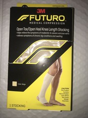 Futuro Open Toe/Open Heel Stockings Knee Length Medical Compression Beige Color