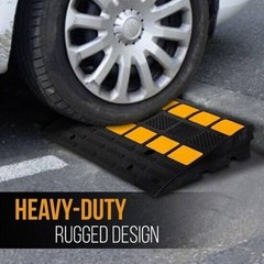 Pyle Vehicle Curbside Driveway Ramp, 2PC Heavy Duty Rubber & Steel PCRBDR44
