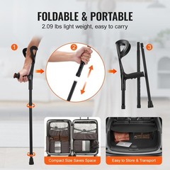 Lightweight Forearm Crutches – Non-Slip and Height Adjustable for Safety