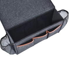 Dark Grey Bedside Caddy Large Storage Organizer 8 Pockets 13.4×18.1 Inch
