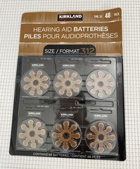 Kirkland Hearing Aid Batteries Pack of 48 Size 312 Signature – Exp. 08-2026 New