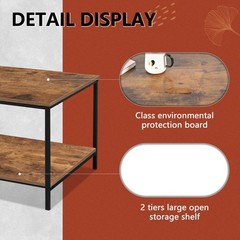 Senig Small Brown Rectangle Wood And Metal Coffee Table Storage Shelf For Small