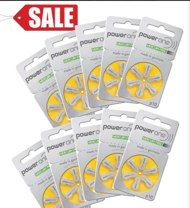Box of Power One Hearing Aid Batteries size 10 (p10) Pack of 60 POST AUS