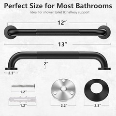 2 Pack Shower Grab Bars for Bathroom 16 Inch Black Knurled 2 Pack 16 Inch