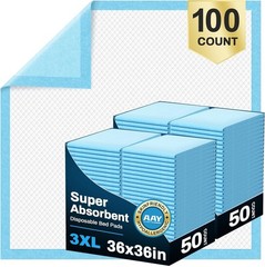 Disposable Bed Pads 36″ x 36″ 100 Count , Extra Large Heavy Duty Incontinence…