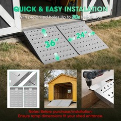 36″x24″ Shed Ramp Slivery Loading Ramp 900LB Alloy Loading Dock Ramp for Garages