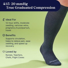 Graduated Compression Knee High Socks 15-20mmHg – Soft, Breathable Support, Unis