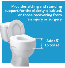 Economy White Plastic Raised Toilet Seat 5″ Height up to 300 lbs