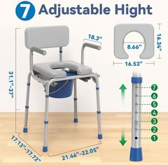 Loyoda Drop Arm Bedside Commode Padded Seat and Backrest, 500lb FBL760620 3039D
