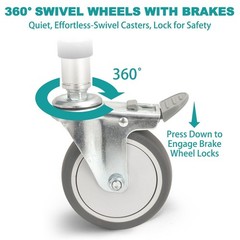 Irtme Bedside Commode Wheelchair with Drop Arms & Lockable Casters, Shower Chair