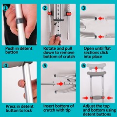 VILOBOS Aluminum Underarm Crutches Portable Adjustable Walking Cane Lightweight