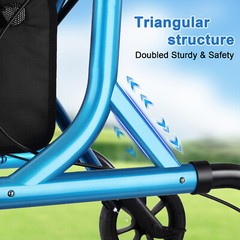 Folding Lightweight Rollator Walker Mobility Walking Aid w/Backrest W/Seat 300lb