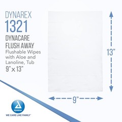 Dynarex Flushable Wipes Adult 9″x13″ Alcohol Free Safe for Sewers – 180 Count