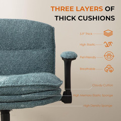 Criss Cross Chair with Adjustable Flip-up Arms and Wheels, Comfort Ergonomic Off