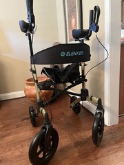 ELENKER Upright Rollator Walker 4-Wheel w/ Seat, Forearm Supports, Black