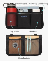 Wheelchair Side Bag, Wheelchair Armrest Pouch Accessories with Cup Holder | Stor