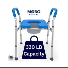 Heavy Duty Adjustable Height Raised Toilet Seat with Safety Frame by Mobo