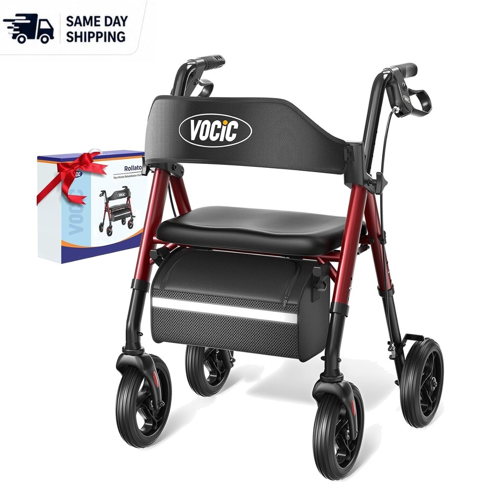 Lightweight Z21 Rollator Walker with Ergonomic Seat, 360° Wheels & 350lb Support