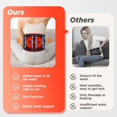 Red Light Therapy Back Massager Brace Belt Vibration Heat for Lumbar Pain Relief