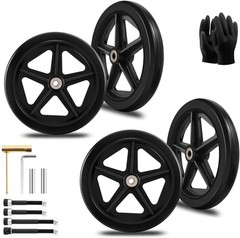 4Pcs 8 Inch Solid Replacement Wheels – Environmentally Friendly Rubber Materi…