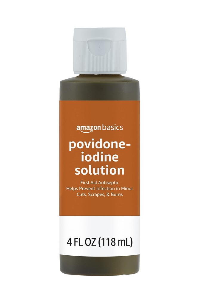 Amazon Basics First Aid Antiseptic, 10% Povidone Iodine 4 Fl Oz (Pack of 1)