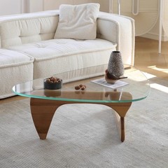 Desyifo Modern Glass Coffee Table 32.3D25.6W15.8H-Abstract Unique Mid Century