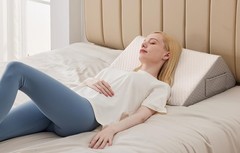 Knee Wedge Pillow, 8” Pillow for Back 23.6*18.9+7.9, White/Grey
