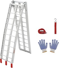 89x12in Foldable Dirt Bike Ramp w/ Rubber Tipped Hook & Safety Strap 750LB Load