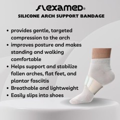 FlexaMed Silicone Arch Bandage (Pair) – Eases flat feet, plantar fasciitis pain