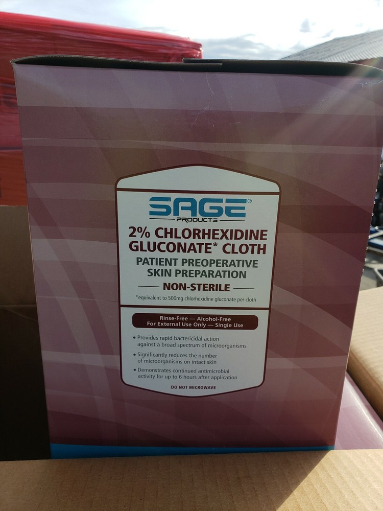 Case, Sage 2% Chlorhexidine Gluconate Cloth Patient Preoperative Skin Prep 9707
