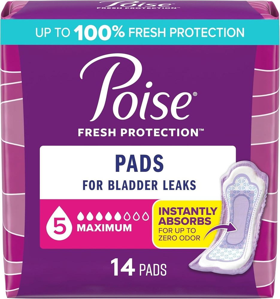 Poise Incontinence Pads Maximum Absorbency Leak Protection Long/Regular
